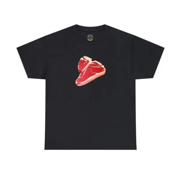 The Steak T Shirt features a bold graphic with two red steak cuts in the center, making it an ideal choice for anyone who loves a daring and flavorful style.