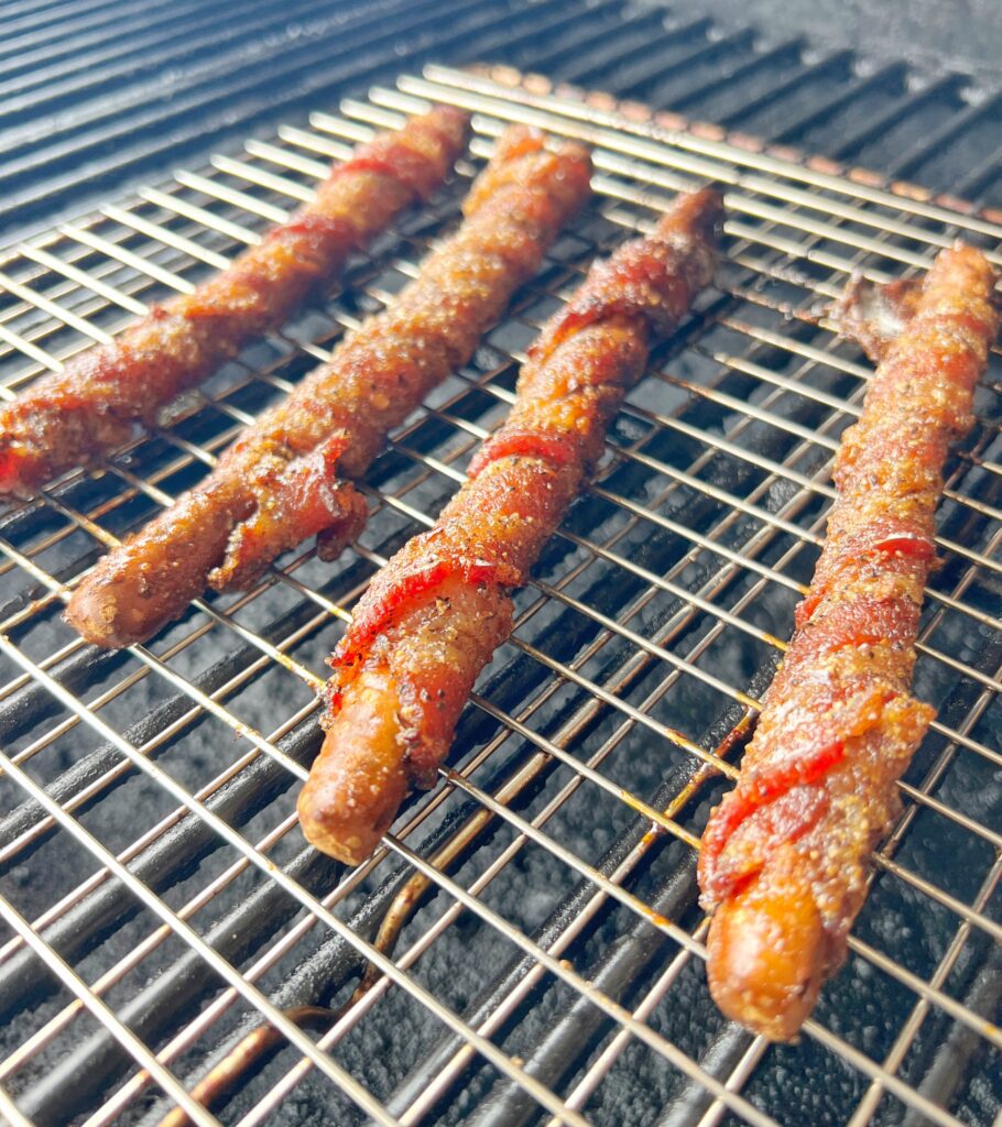 candied bacon wrapped pretzles 