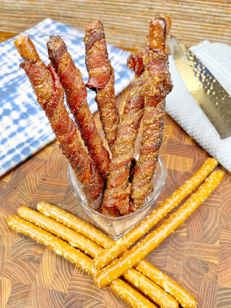 candied bacon wrapped pretzles 