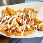 The Best Chicken Bacon Ranch Fries on a Griddle