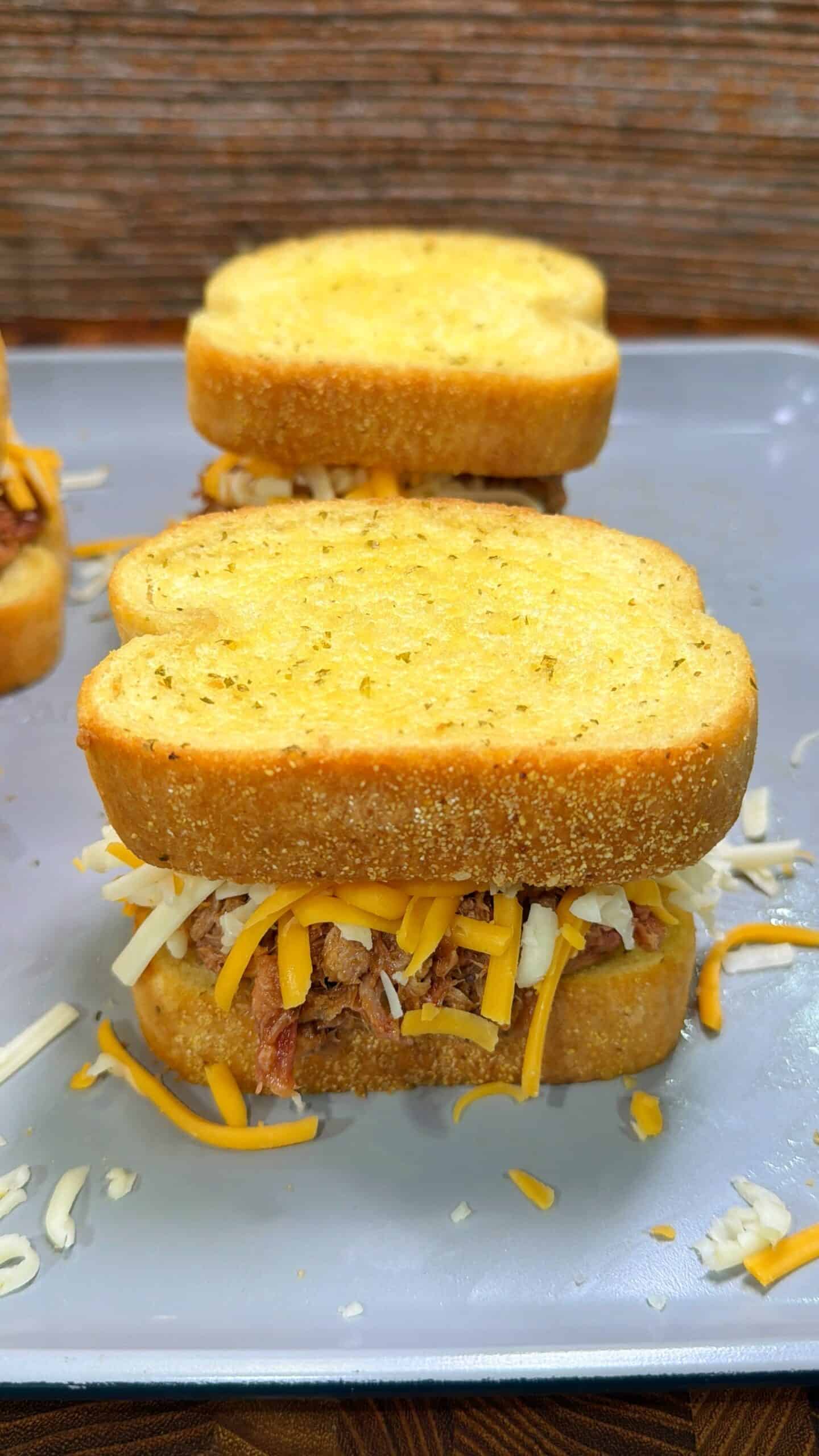 A sandwich on a tray.