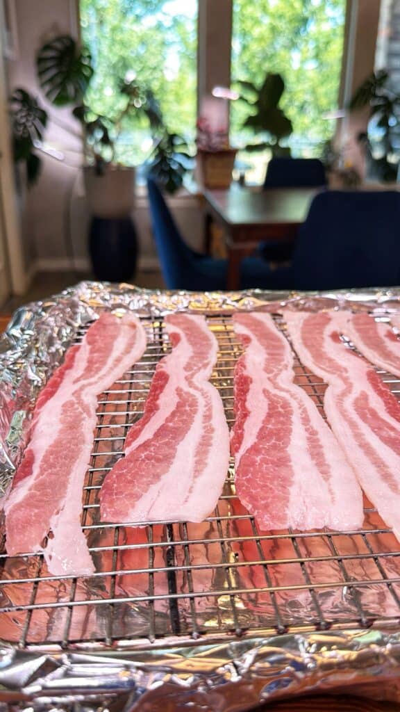 Nashville hot candied bacon during preparation.