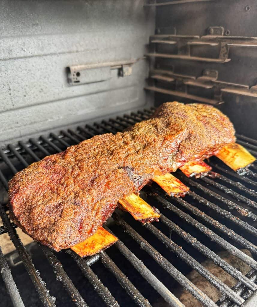 Beef rib burnt ends being prepared