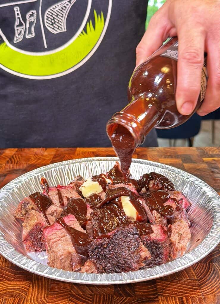 Beef rib burnt ends being prepared