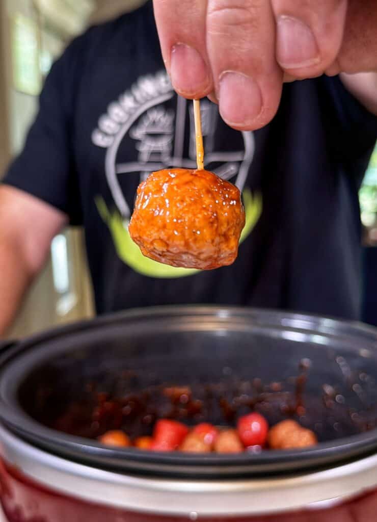 Crockpot meatballs and hot dogs