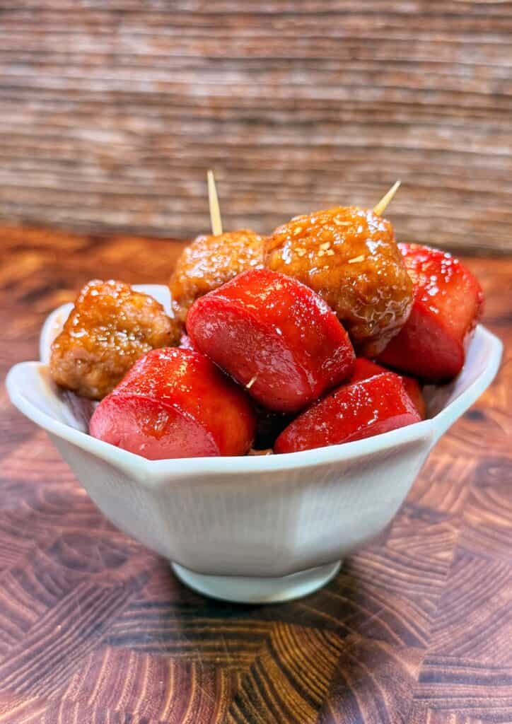 Crockpot meatballs and hot dogs