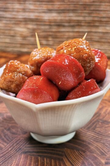 Crockpot meatballs and hot dogs