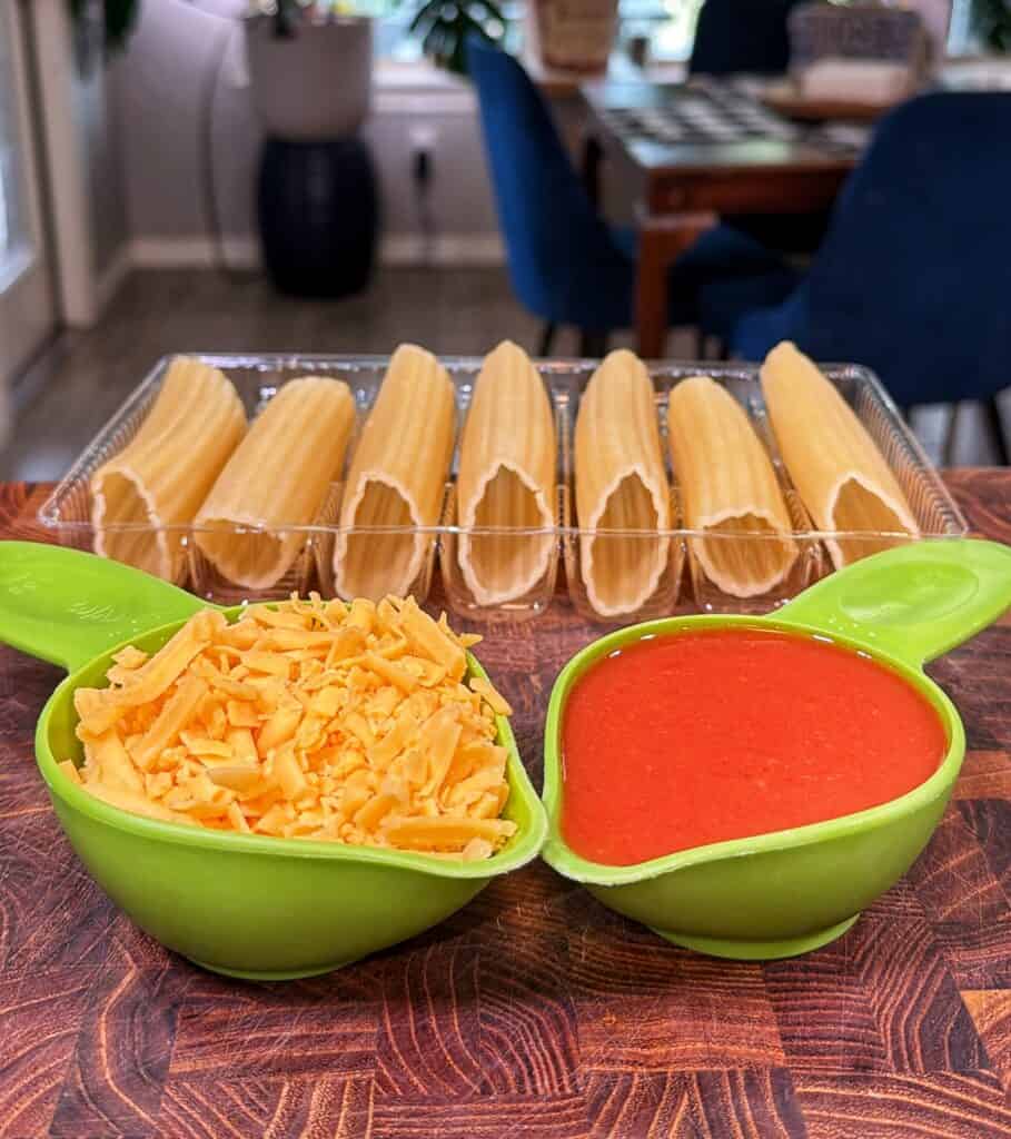 Buffalo Chicken Shotgun Shells during preparation.