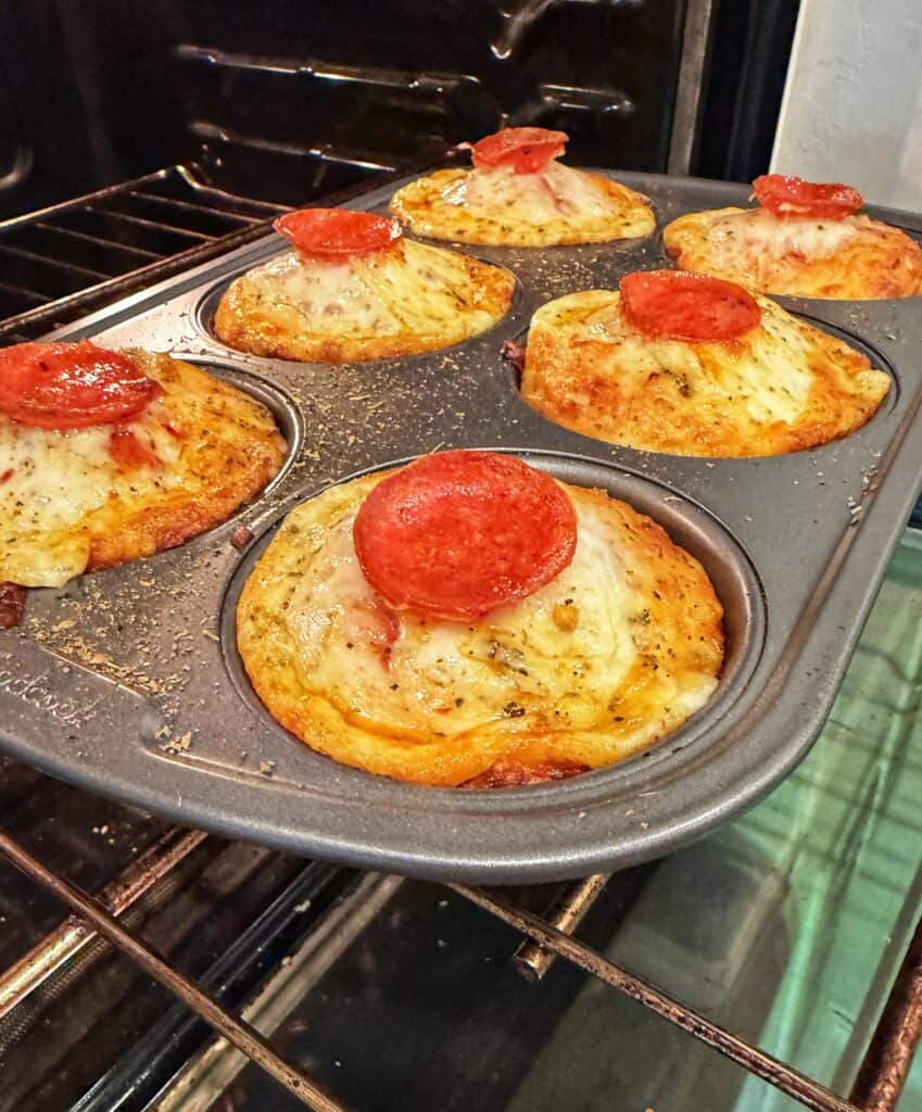 Pepperoni pizza biscuit muffins.