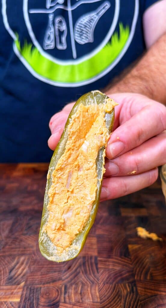 Buffalo Chicken Pickle Poppers during preparation.